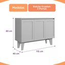 Ver imagem 3 de Aparador Balcão Buffet Krypton 3 Portas Reflecta com LED Yescasa Amadeirado/Marrom/Off White