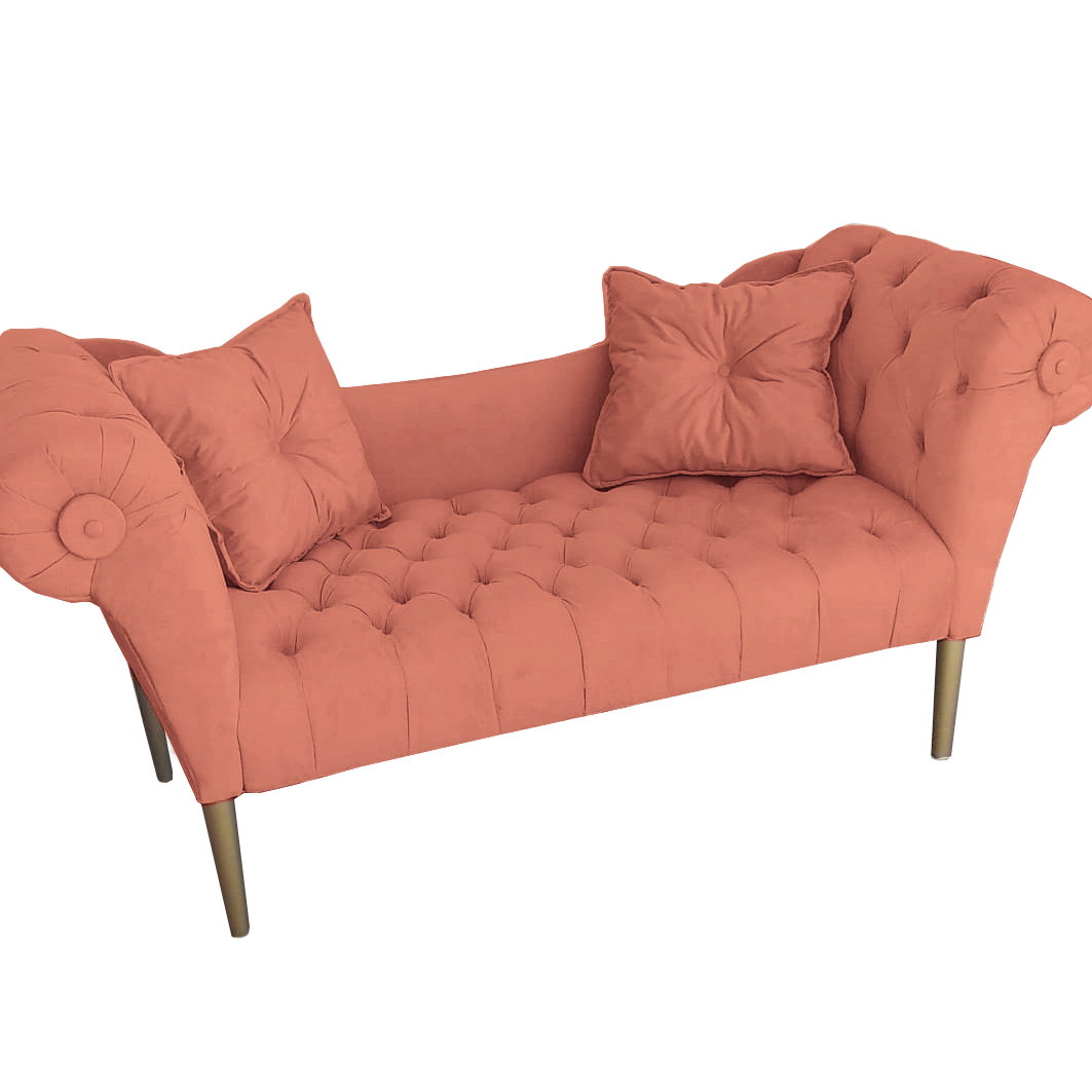 Namoradeira Recamier Sofá Decorativo 2 Lugares Dubai Suede Coral - Dl Decor