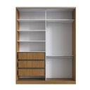 Ver imagem 2 de Guarda Roupa Solteiro Freijó Natural Branco 183x59,8x235cm Espelho 2 Portas 3 Gavetas Rc 2003