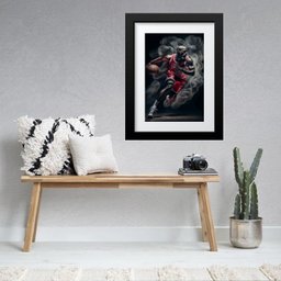 Quadro Basquete Jogador - 60x48cm:moldura Preta - 1 Quadro Basquete Jogador - 60x48cm:moldura Preta - 1