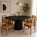 Ver imagem 2 de Mesa de Jantar Oval 180x100cm em Laca Preto - Base Cone Preto