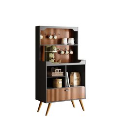 Cantinho do Café Rubi Armário Para Cozinha Preto/Tauari Ripado - Lukaliam Móveis - 6
