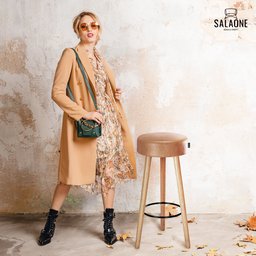 Kit Banqueta Decorativo Recepção Londres Courissimo Amarula - Salaone Decor - 4