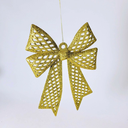 Ver imagem 3 de Kit 12 Enfeites Laço Dourado Glitter Árvore de Natal 24cm