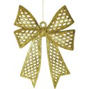 Ver imagem 4 de Kit 12 Enfeites Laço Dourado Glitter Árvore de Natal 24cm