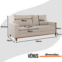 Ver imagem 3 de Estofado Living Palazo 180m Moveis Viero Linho Bronze