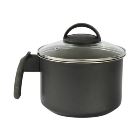 Fervedor Caneco Leiteira 16 Cm Antiaderente Teflon com Tampa de Vidro:vermelho Cereja