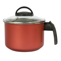 Fervedor Caneco Leiteira 16 Cm Antiaderente Teflon com Tampa de Vidro:vermelho Cereja - 6