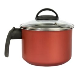 Fervedor Caneco Leiteira 16 Cm Antiaderente Teflon com Tampa de Vidro:vermelho Cereja - 8