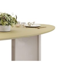 Mesa de Sala Jantar Liz C/ Tampo Madeirado C/ Vidro Oval 218x108cm Off White/off White - Dj Móveis - 9 Mesa de Sala Jantar Liz C/ Tampo Madeirado C/ Vidro Oval 218x108cm Off White/off White - Dj Móveis - 9