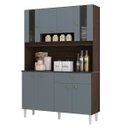 Ver imagem 1 de Armário de Cozinha Kit Onix 8 Portas 1 Gaveta Poquema Móveis - Chocolate/Cinza