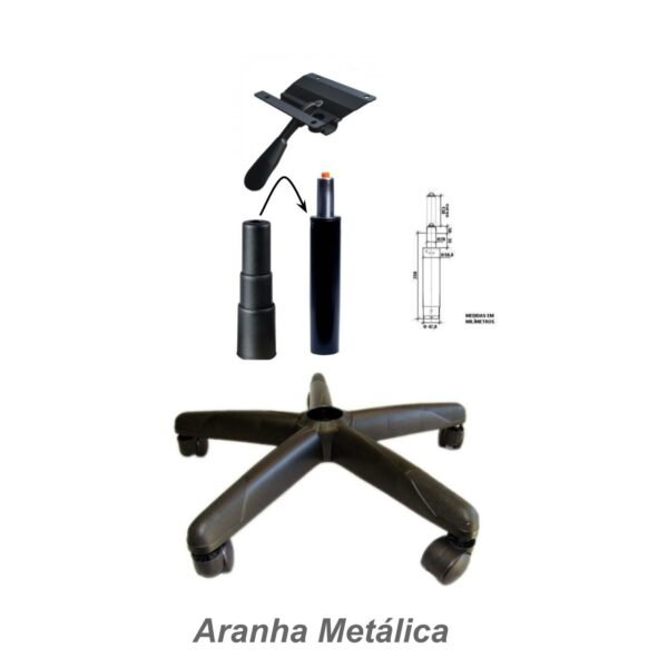 Cadeira Executiva COSTURADA Giratória sem Braços – Cor Preta – MARTIFLEX - 6