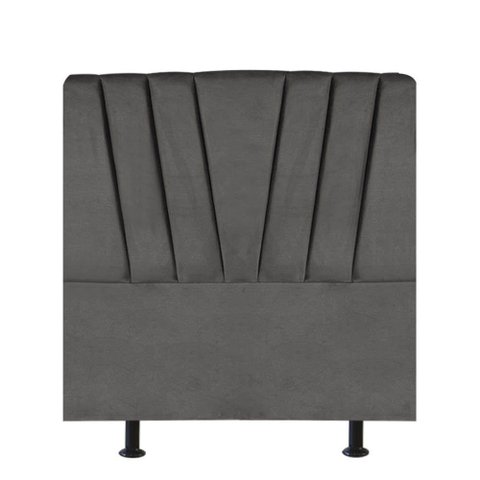 Cabeceira Estofada Bélgica 100cm Solteiro para Cama Box Quarto Corino Cinza