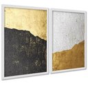 Ver imagem 2 de Kit 2 Quadros Abstratos Rústicos Preto Dourado 24x18cm:moldura Preta