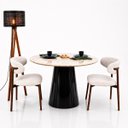 Ver imagem 3 de Mesa de Jantar Cone Redondo 140 cm Tampo Mármore Taj Mahal Base Laca Preta