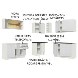 Cozinha Completa de Canto 100% MDF Madesa Acordes 389002 Armário e Balcão Frentes Branco Brilho Cor: - 4