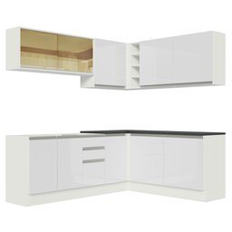Cozinha Completa de Canto 100% MDF Madesa Acordes 389002 Armário e Balcão Frentes Branco Brilho Cor: - 10