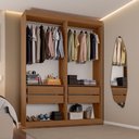 Ver imagem 3 de Guarda-Roupa Casal Andorra 4 Portas 4 Gavetas Freijó/Branco - Pnr Móveis