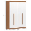 Ver imagem 4 de Guarda-Roupa Casal Andorra 4 Portas 4 Gavetas Freijó/Branco - Pnr Móveis