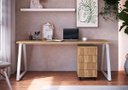 Ver imagem 1 de Escrivaninha 160cm C/ Gaveteiro Home Office Nogal/branco