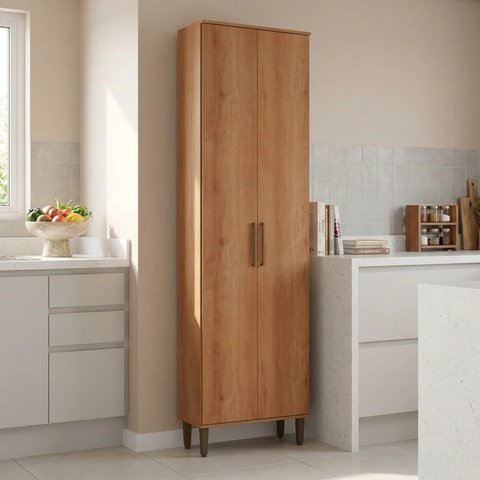 Paneleiro Duplo Modulado 100% MDF 240 x 70cm Princess Yescasa Marrom Freijó