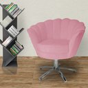 Ver imagem 4 de Poltrona Decorativa Pétala Base Giratória Metal Suede Rosa Mz Decor