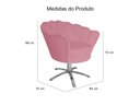 Ver imagem 3 de Poltrona Decorativa Pétala Base Giratória Metal Suede Rosa Mz Decor