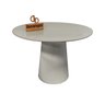 Mesa Jantar Cone Laqueado Tampo Redondo Laca com Vidro 80cm - Off White - 1