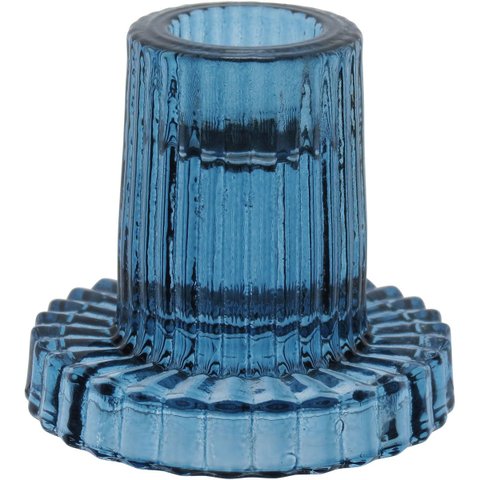 Castiçal Decorativo de Vidro Azul 6x6x6cm Porta Vela Mesa Jantar Decoração Sala