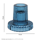 Ver imagem 2 de Castiçal Decorativo de Vidro Azul 6x6x6cm Porta Vela Mesa Jantar Decoração Sala