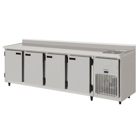 Balcão Refrigerado de Inox 2,5 Mts 4 Portas com Pia Direito 145kbsp250dp Kofisa