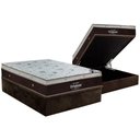 Ver imagem 1 de Cama Box Baú Casal: Colchão Molas Superpocket Ensacadas Ortobom Sleep King + Base Crc Suede Brown