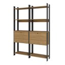 Ver imagem 2 de Estante de Livros Industrial 126CMX178CM 8 Prateleiras 2 Portas Marrom/Lamina Mel/Preto