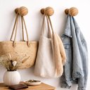 Ver imagem 3 de Kit 3 Ganchos Cabideiros de Parede Esfera em Madeira Maciça Pinus Cor Natural