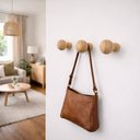 Ver imagem 2 de Kit 3 Ganchos Cabideiros de Parede Esfera em Madeira Maciça Pinus Cor Natural