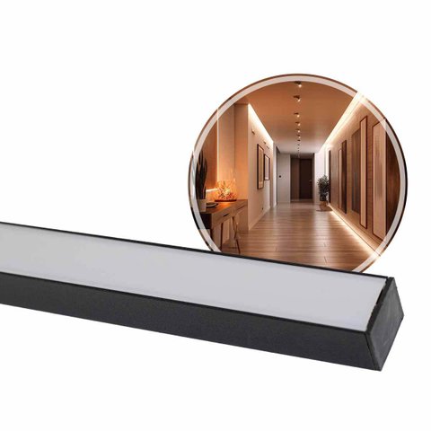 Perfil Linear Sobrepor 1m em Alumínio c/ Trava Fix p/ Fita LED ST2996