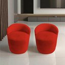 Ver mais imagens de Kit 2 Poltronas Decorativa Yara Orgânica Couro Vermelho