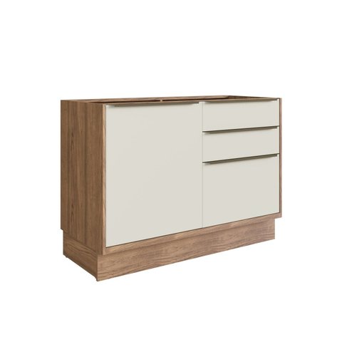Balcão de Cozinha 120cm 1 Porta 3 Gavetas Viena Bege/Louro Freijó/Argila
