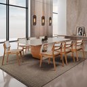 Ver imagem 1 de Sala de Jantar Mesa Ellis com 8 Cadeiras Eva Premium Turim 07 Off White Imbuia Nat