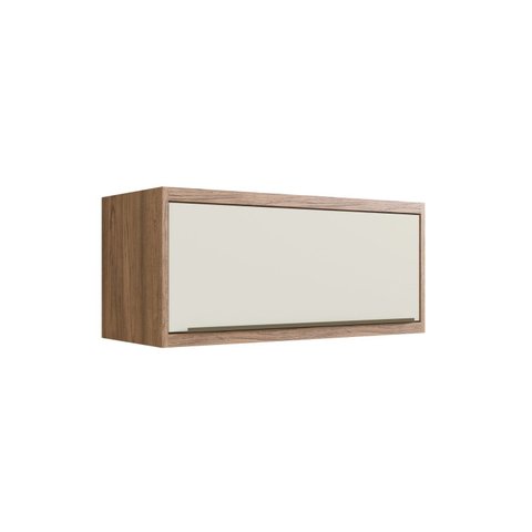 Armário Aéreo para Cozinha 80cm 1 Porta Viena Bege/Freijó/Argila