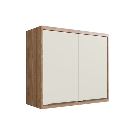 Armário Aéreo para Cozinha 80cm 2 Portas Viena Bege/Louro Freijó/Argila