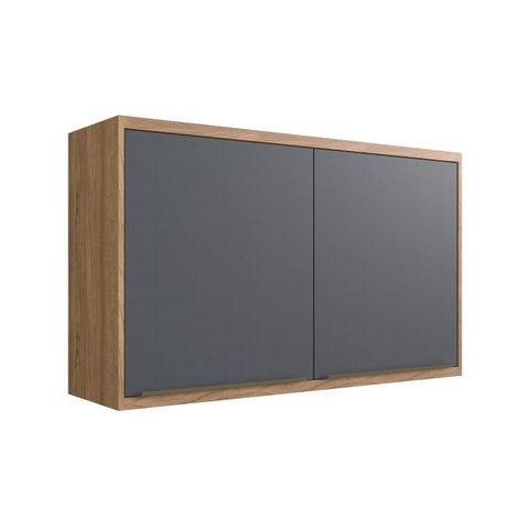 Armário Aéreo para Cozinha 120cm 2 Portas Viena Bege/Freijó/Grafitto