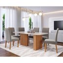 Ver imagem 2 de Conjunto de Mesa de Jantar Tampo de Vidro Off White Ester 1,80 com e 6 Cadeiras Clarice Cinamomo/
