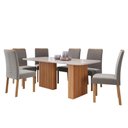 Ver imagem 1 de Conjunto de Mesa de Jantar Tampo de Vidro Off White Ester 1,80 com e 6 Cadeiras Clarice Cinamomo/