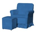 Ver imagem 2 de Poltrona Amamentação Balanço Para Quarto Com Puff Laura Suede Estopar Laura Mais Puff Suede Azul Tur
