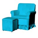 Ver imagem 3 de Poltrona Amamentação Balanço Para Quarto Com Puff Laura Suede Estopar Laura Mais Puff Suede Azul Tur