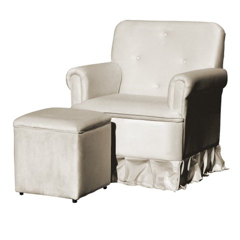 Poltrona Amamentação Balanço Para Quarto Com Puff Laura Suede Estopar Laura Mais Puff Suede Azul Tur