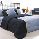 Ver imagem 6 de Enxoval Edredom + Jogo de Cama Queen Aconchego Premium 06 Peças - Preto- Cinza