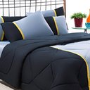 Ver mais imagens de Enxoval Edredom + Jogo de Cama Queen Aconchego Premium 06 Peças - Preto- Cinza
