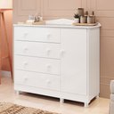 Ver imagem 1 de Cômoda Infantil Elô 1 Porta 4 Gavetas 100% Mdf Branco Brilho - Móveis Peroba